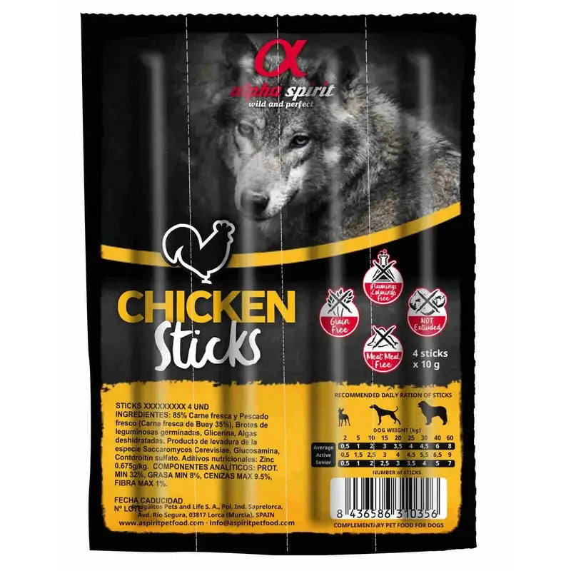 Alpha Spirit Alpha Spirit Canine Barritas Pollo 16X4Uds