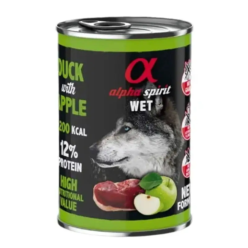 Alpha Spirit Alpha Spirit Canine Duck w/ Green Apple Can 6X400Gr