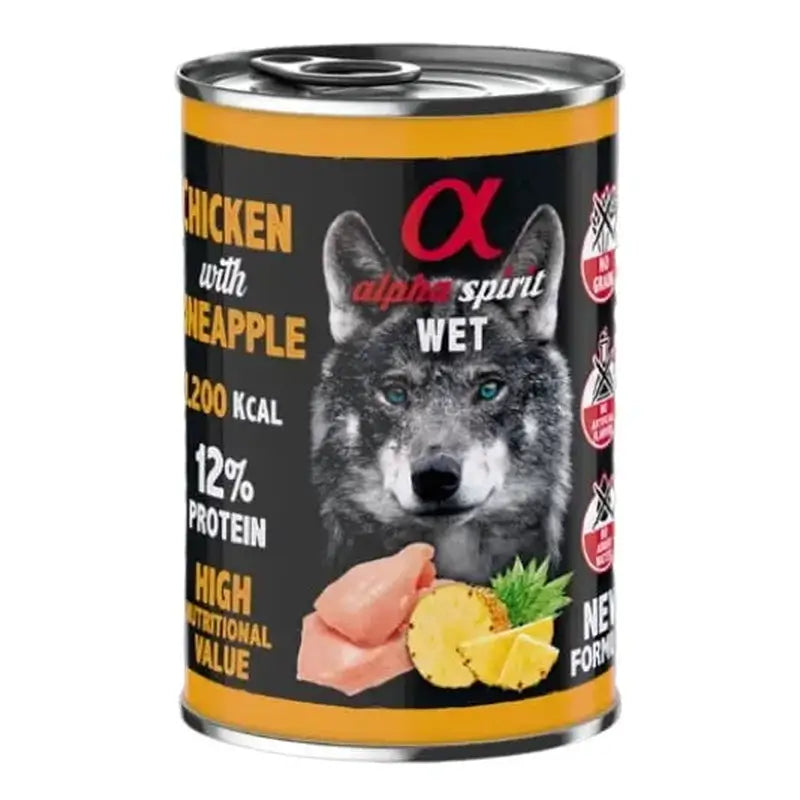 Alpha Spirit Alpha Spirit Canine Chicken With Pineapple Can 6X400Gr