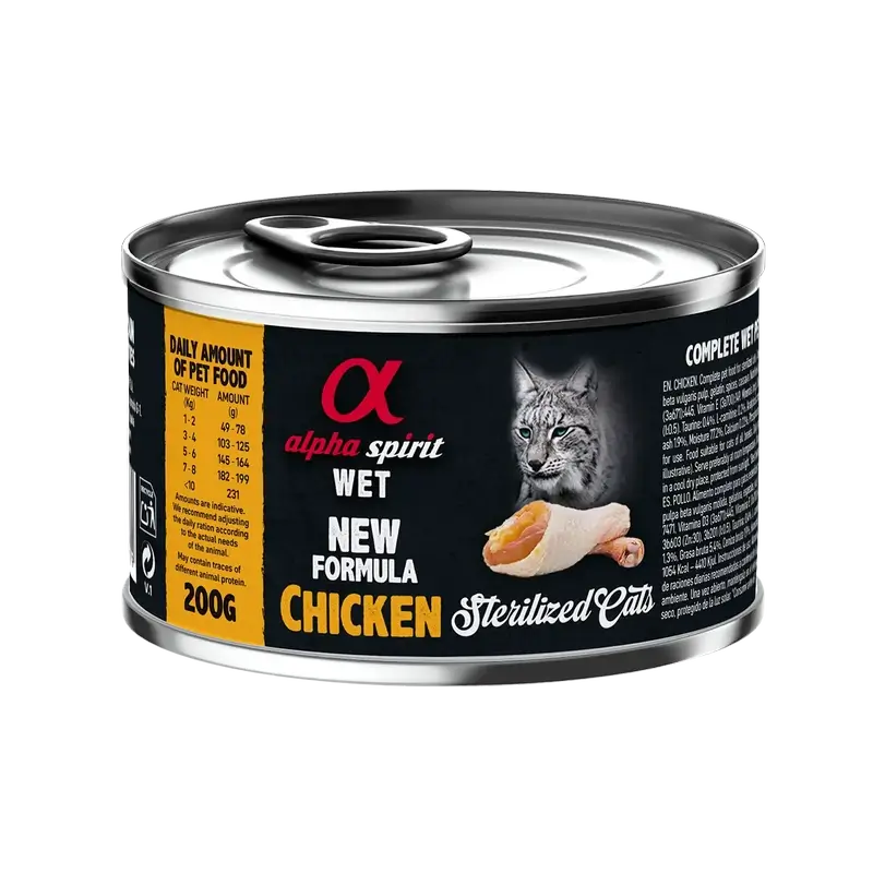 Alpha Spirit Alpha Spirit Feline Sterilised Chicken Canned Box 6X200Gr