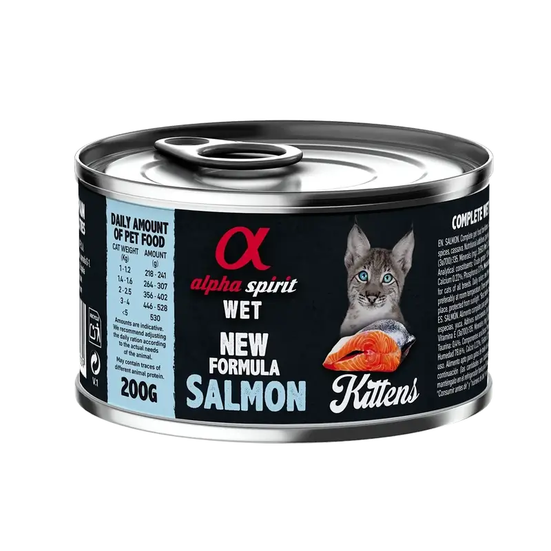 Alpha Spirit Alpha Spirit Feline Kitten Salmon Can Box 6X200Gr