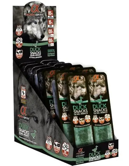 Alpha Spirit Canine Snack Pato Caja 16X35Gr, snack para perros