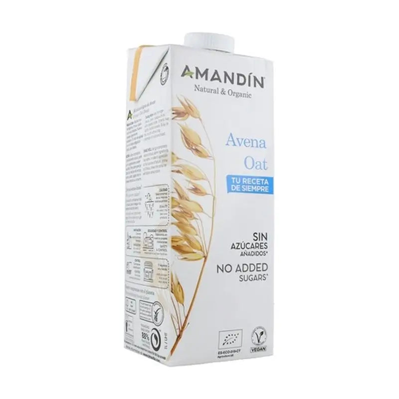 Amandin Oatmeal Vegetable Drink 0% Sugars 1Lt 6Pcs. Bio