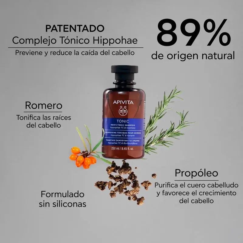 APIVITA Champú Tonificante Hombre para Caída Cabello con Espino Amarillo y Romero 250 ml