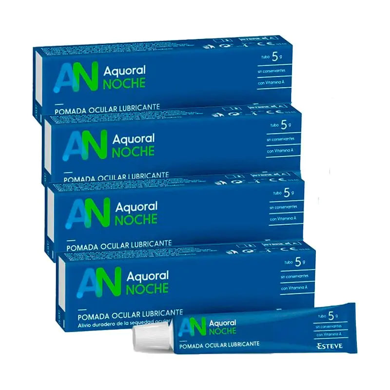 Aquoral Pack Noche Pomada Ocular Lubricante, 4 x 5 Gr