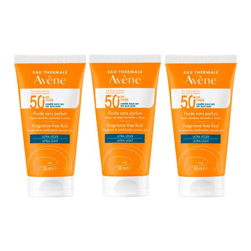 Avene Triplo Sunscreen Triple Fluid Unscented Spf 50+, 50 Ml