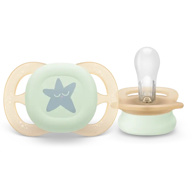 Avent Pacifier 2 Pacifiers Ultra Start Nighttime 0-2M Girl, 2 pieces