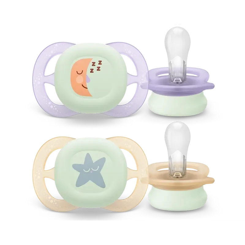 Avent Pacifier 2 Pacifiers Ultra Start Nighttime 0-2M Girl, 2 pieces