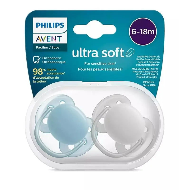 Avent Chupetes Ultra Soft 6-18 Meses Niño , 2 unidades