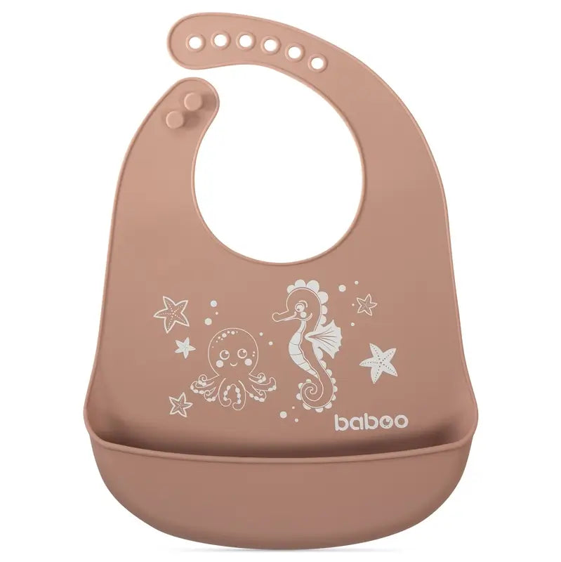 Baboo Soft Silicone Bib With Pocket Cocoa, 4+ Months, 1 pc.