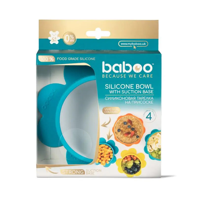 Baboo Bol Con Ventosa Silicona, 6+ Meses Turquesa