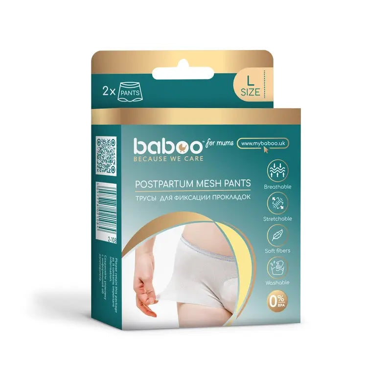 Baboo Disposable Mesh Pantyhose Postpartum Recovery Large Size, 2 pieces