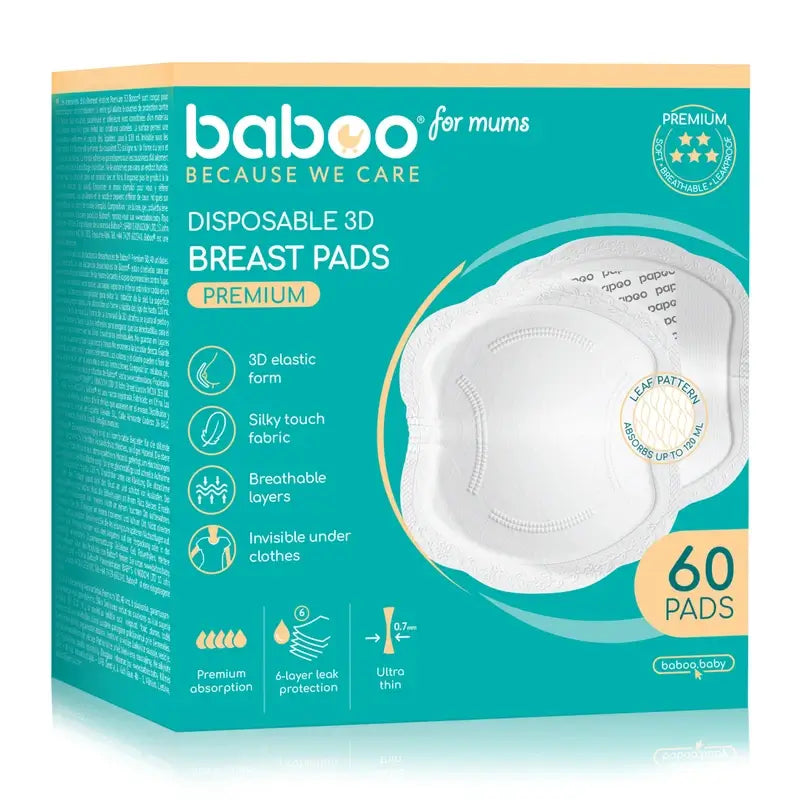 Baboo Ultra-Slim Disposable Absorbent Pads Breastfeeding Pads, 60 pcs.