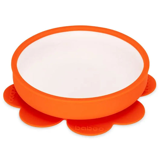 Baboo Plato Con Base Antideslizante Silicona, 6+ Meses Naranja