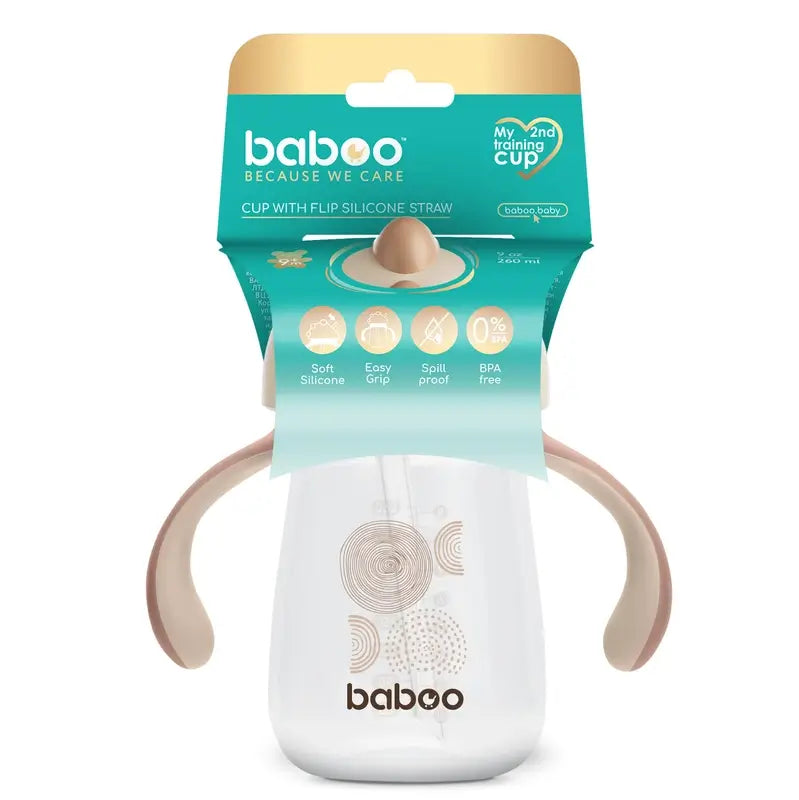 Baboo Au Naturale Silicone Learning Cup With Straw 9+ Months, 260 ml