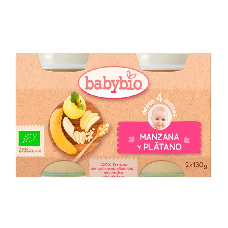 Babybio Manzana Platano, 130 gr