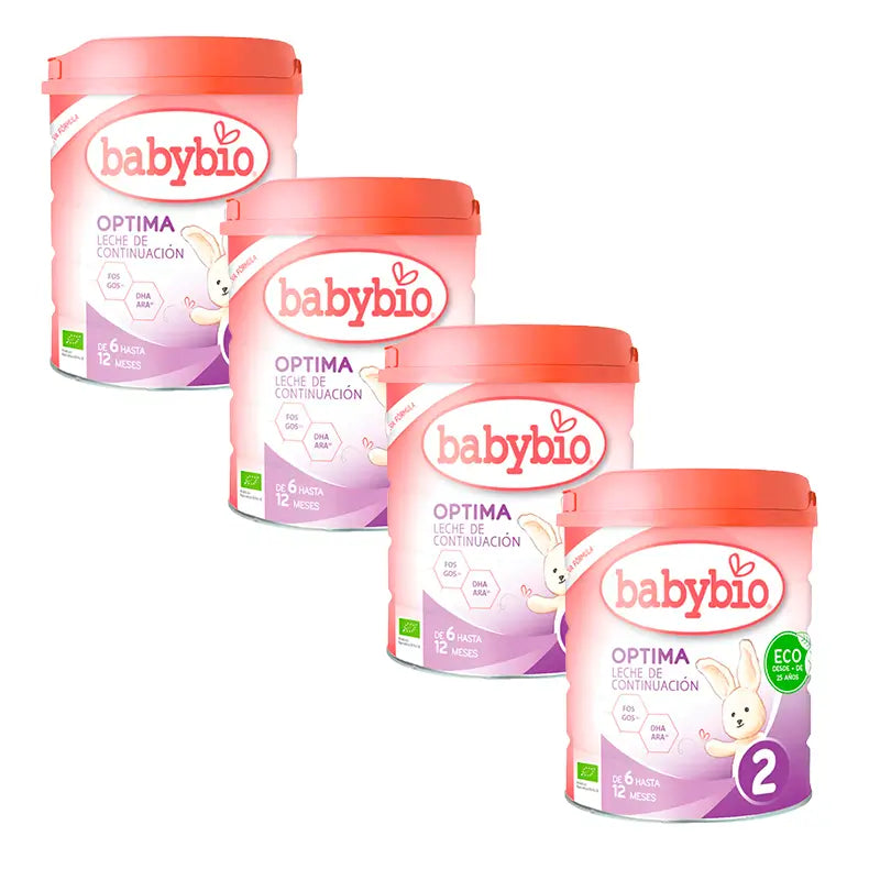 Babybio Pack Optima 2 Cow's Milk +6 Months, 4 x 800 grams