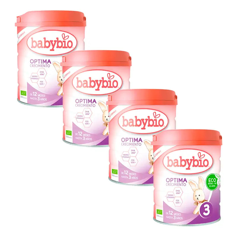 Babybio Pack Optima 3 Cow's Milk 12-36 Months, 4 x 800 grams