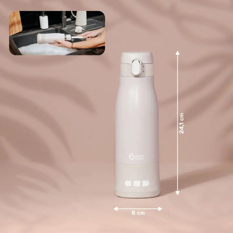 Babymoov Transportable Baby Bottle Warmer With Battery Moov & Feed Mineral Beige