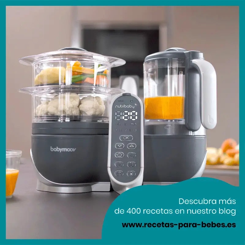 Babymoov Robot Culinario Batidora y Vaporera Nutribaby (+) Gris Industrial