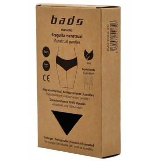 Bads Braguita Menstrual Negra Con Costura Talla S.