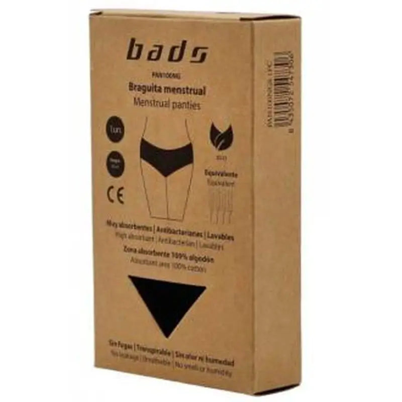 Bads Braguita Menstrual Negra Con Costura Talla Xl.