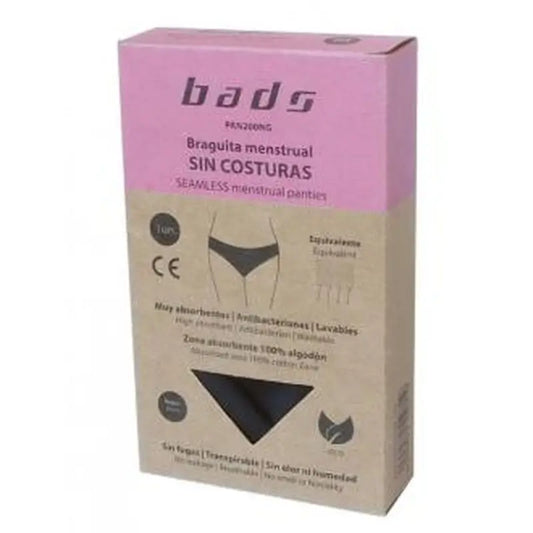 Bads Braguita Menstrual Negra Sin Costura Talla L.