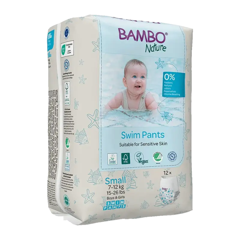 Bambo Nature Nappies For Bathing S (7-12Kg), 12 units