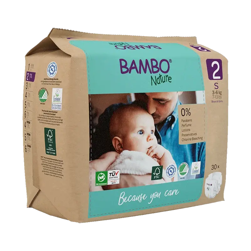 Bambo Nature Nappies Size 2 (3-6Kg), 30 pcs.