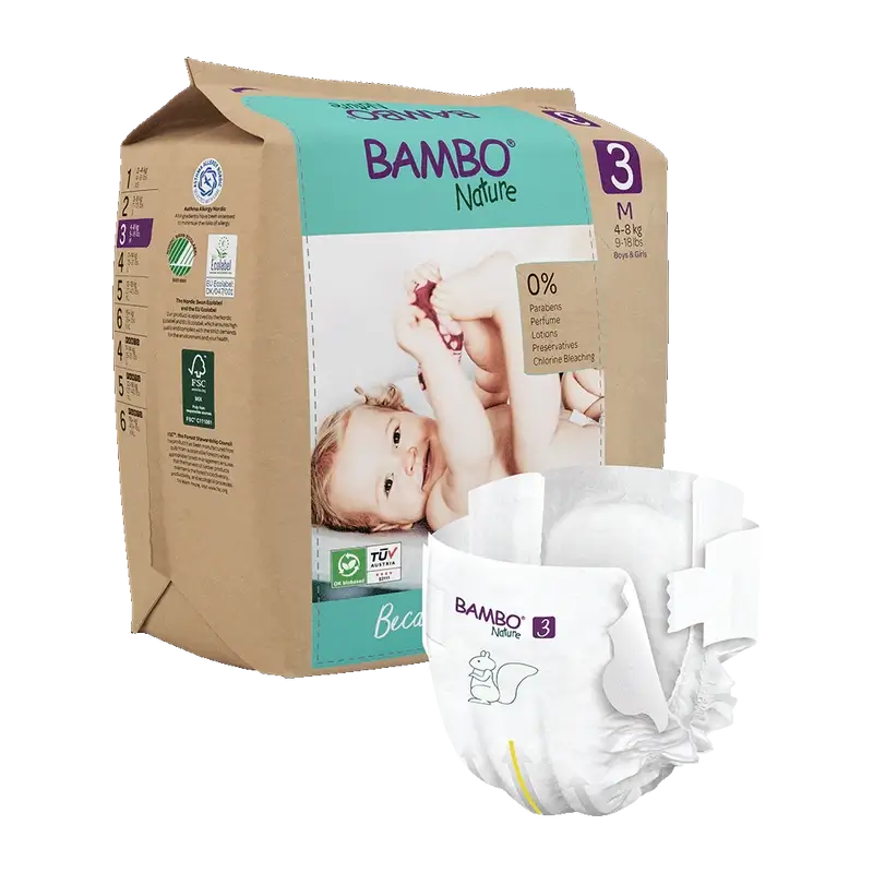 Bambo Nature Nappies Size 3(4-8Kg), 28 units