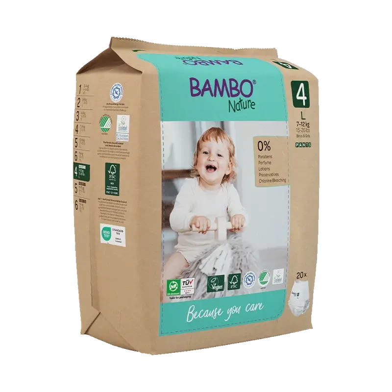 Bambo Nature Pants Nappies Size 4 (7-14Kg), 20 pieces