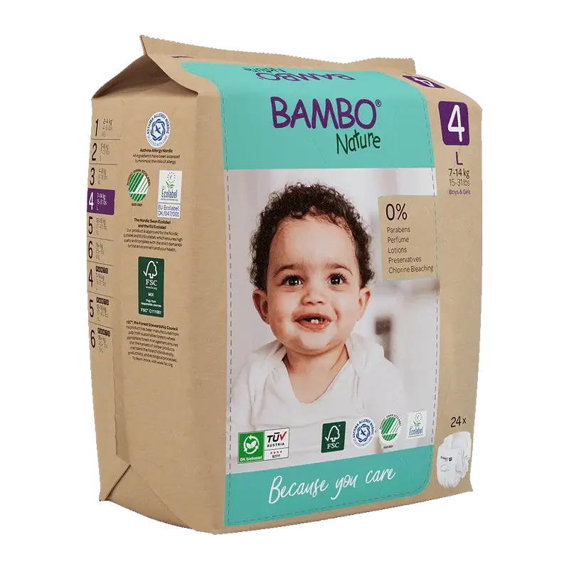 Bambo Nature Nappies Size 4(7-14Kg), 24 pieces