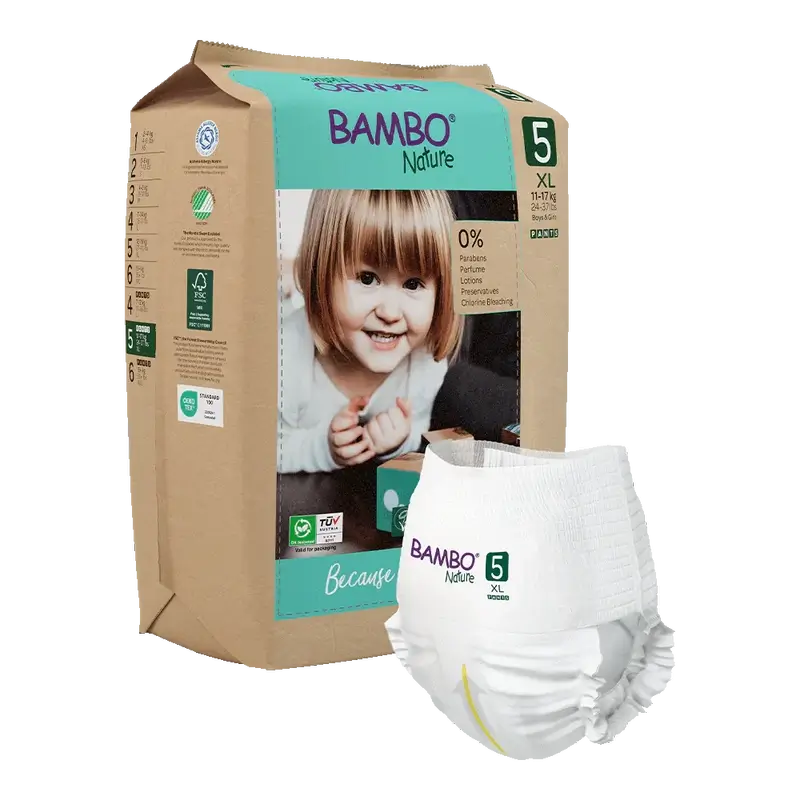 Bambo Nature Pants Nappies Size 5 (12-18Kg), 19 pieces