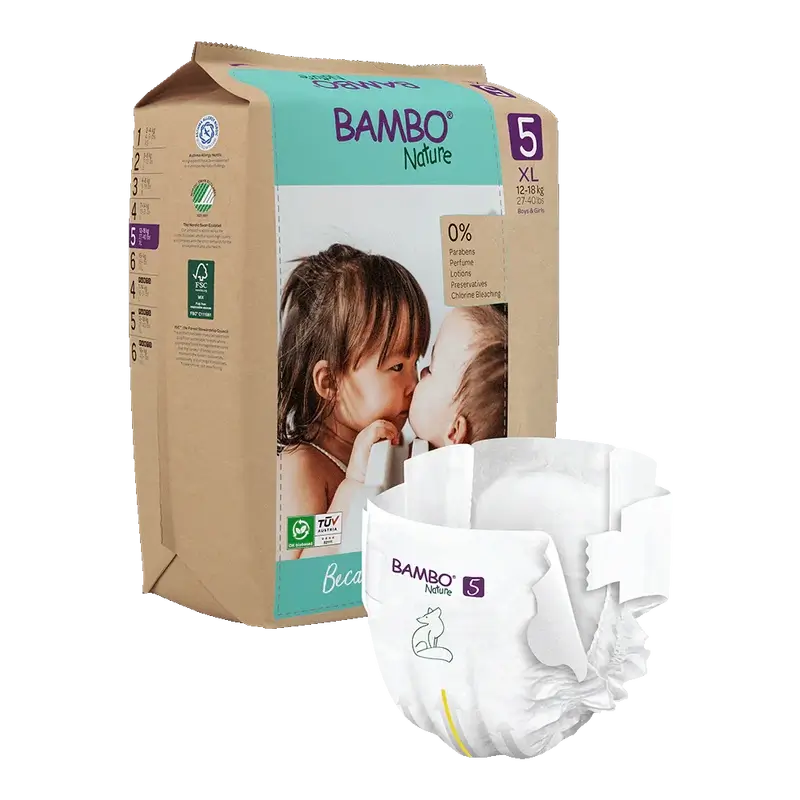 Bambo Nature Nappies Size 5 (12-18Kg), 22 pieces