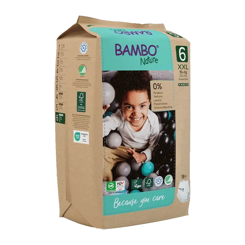 Bambo Nature Pants Nappies Size 6 (+18Kg), 18 pieces