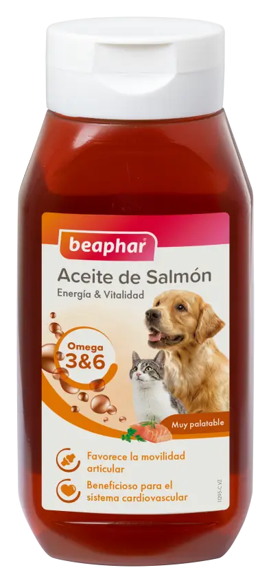 Beaphar Aceite de Salmon Perro y Gato 425 ml, comida húmeda para perros