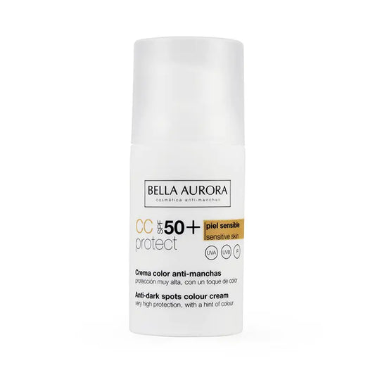 Bella Aurora CC Protect Solar con Color Antimanchas SPF 50+, 30 ml