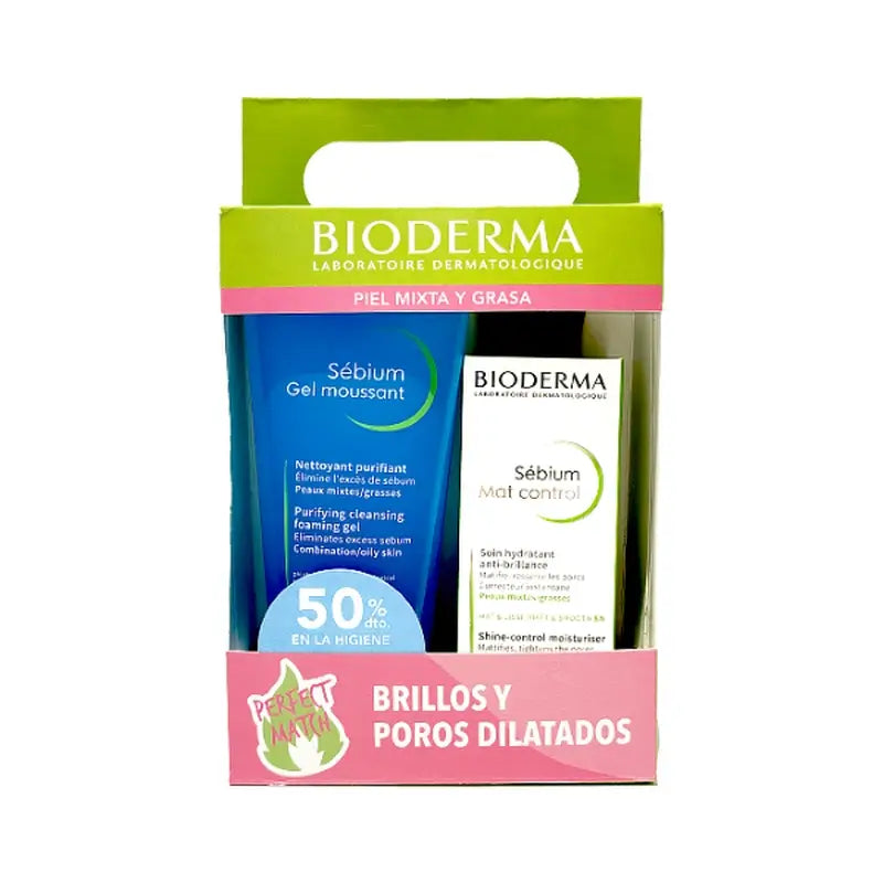 Bioderma Sébium Pack Cleansing Gel, 200 Ml + Mat Control, 30 Ml