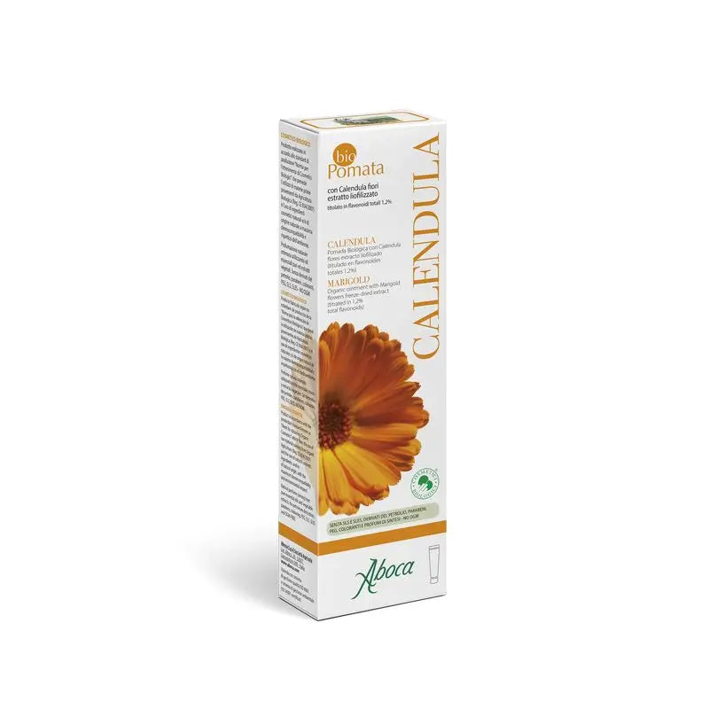 Aboca Calendula Biopomada Sensitive and Delicate Skin, Calms Redness and Irritation in Babies, Children and Adults, 50 ml