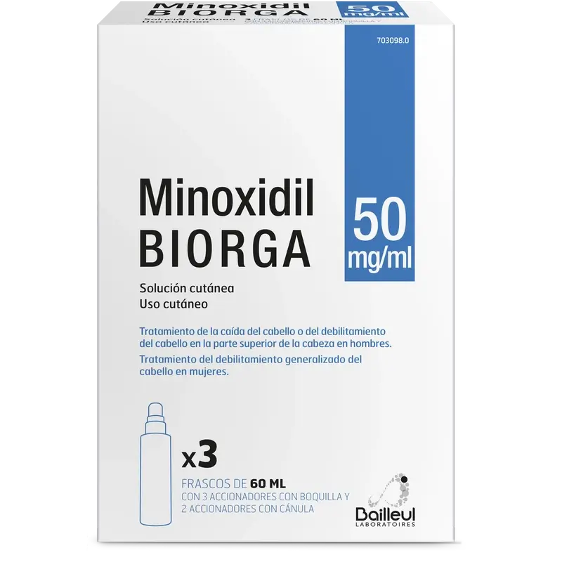 Biorga 50 Mg/ ml Minoxidil Cutaneous Solution 3 Bottles of 60 ml