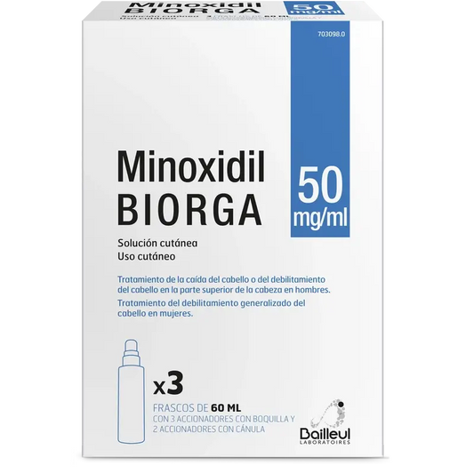 Biorga 50 Mg/ ml Minoxidil Cutaneous Solution 3 Bottles of 60 ml