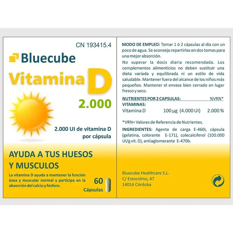 Bluecube Healthcare Vitamin D 2000, 60 capsules