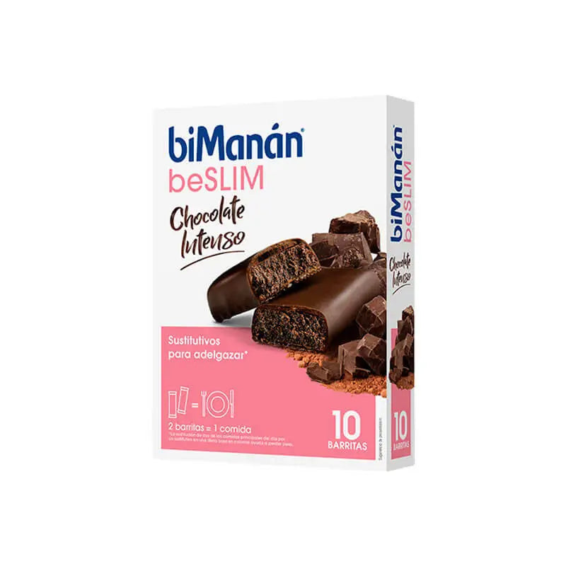 biManán Beslim Barritas de Chocolate Intenso 10 unidades Sustitutivas