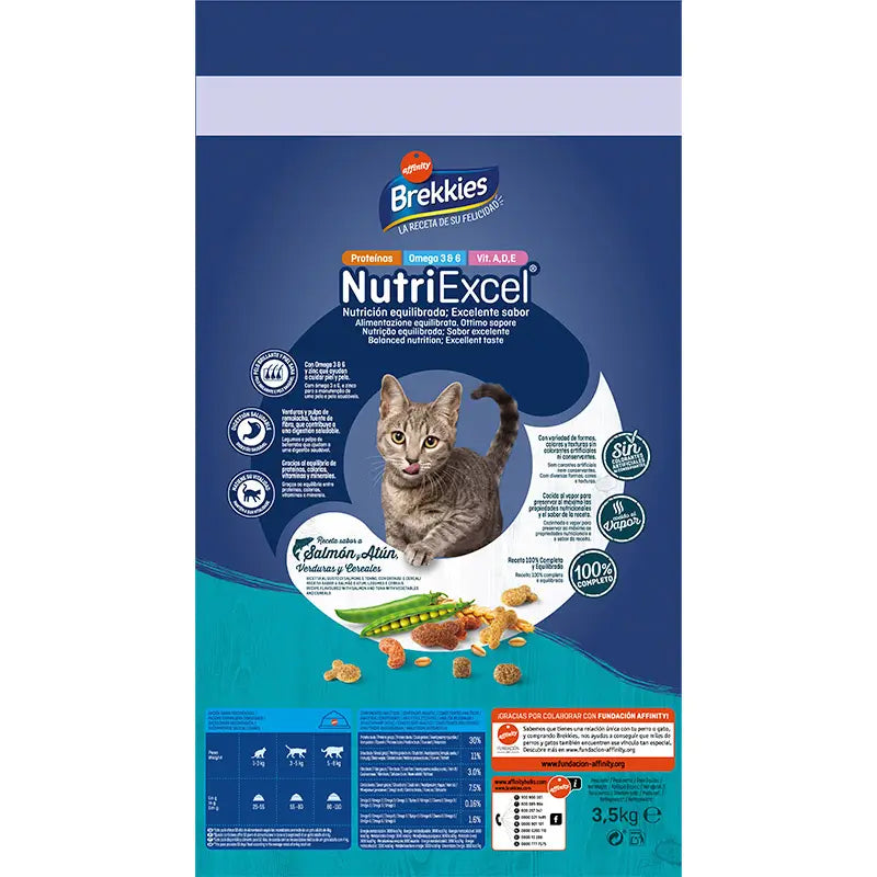 Brekkies Excel Feline Adult Receta Salmon, 3,5 kg, pienso para gatos