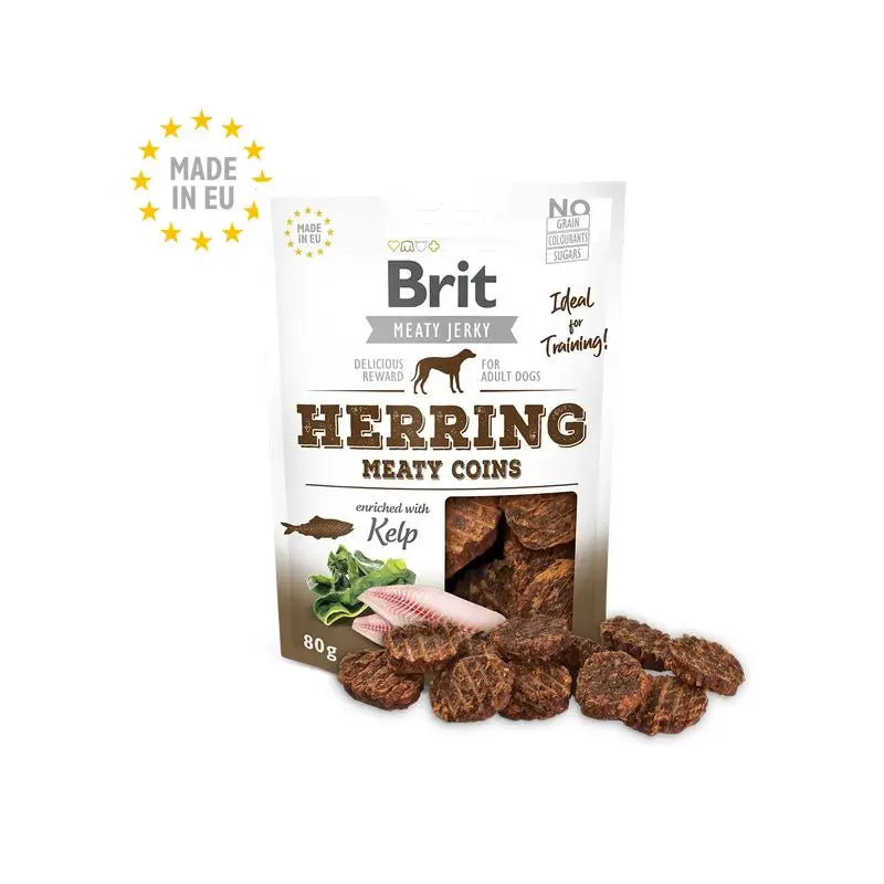 Brit Jerky Snack Meaty Coins Kippers 80Gr for Dogs