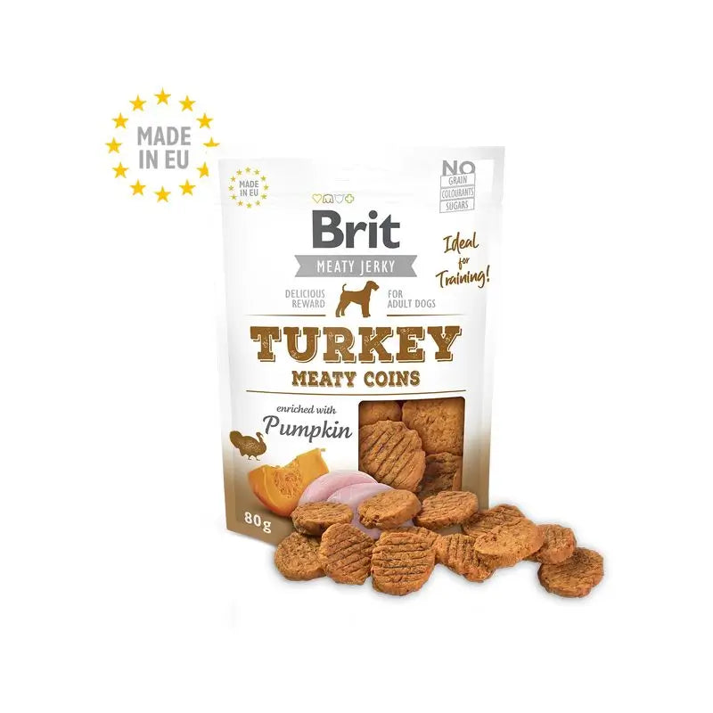 Brit Jerky Snack Meaty Coins Turkey 80Gr for Dogs