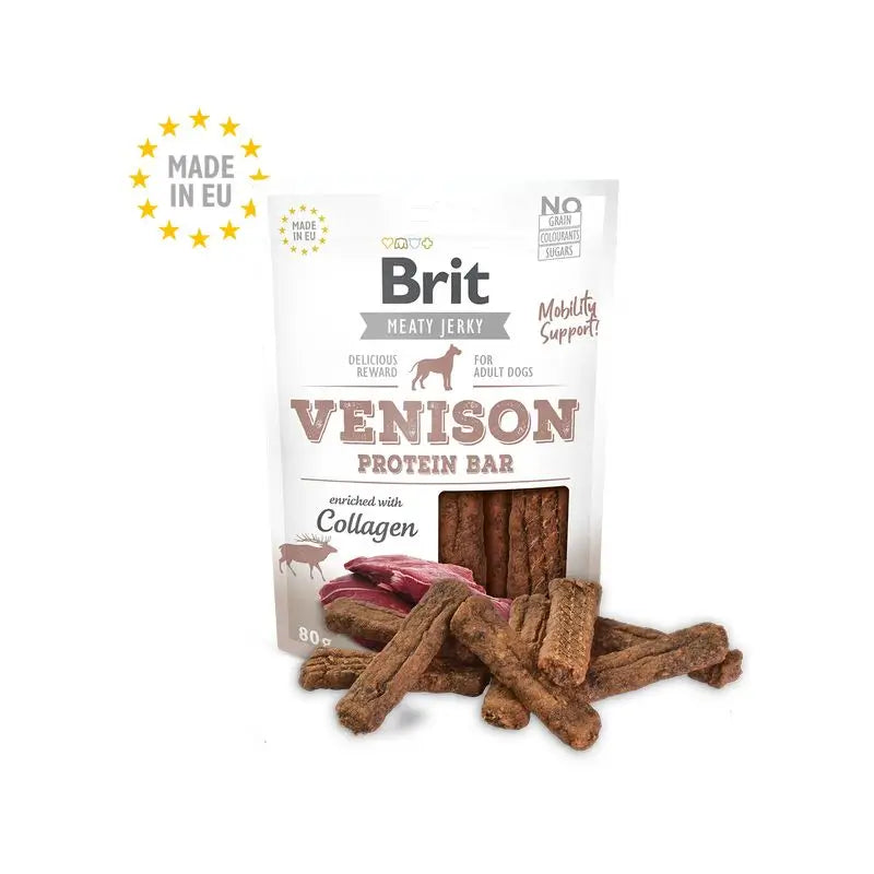 Brit Jerky Snack Protein Bar Venison 80Gr for Dogs