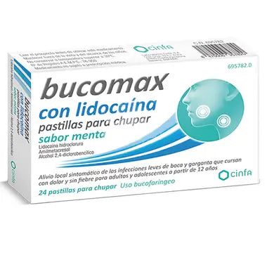 Bucomax Lidocaína Sabor Menta 24 Pastillas Para Chupar