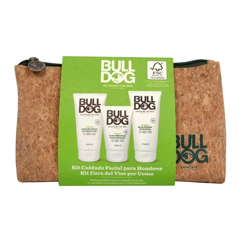 Bulldog Kit For Men Facial + Gel + Hidratante + Neceser Corcho