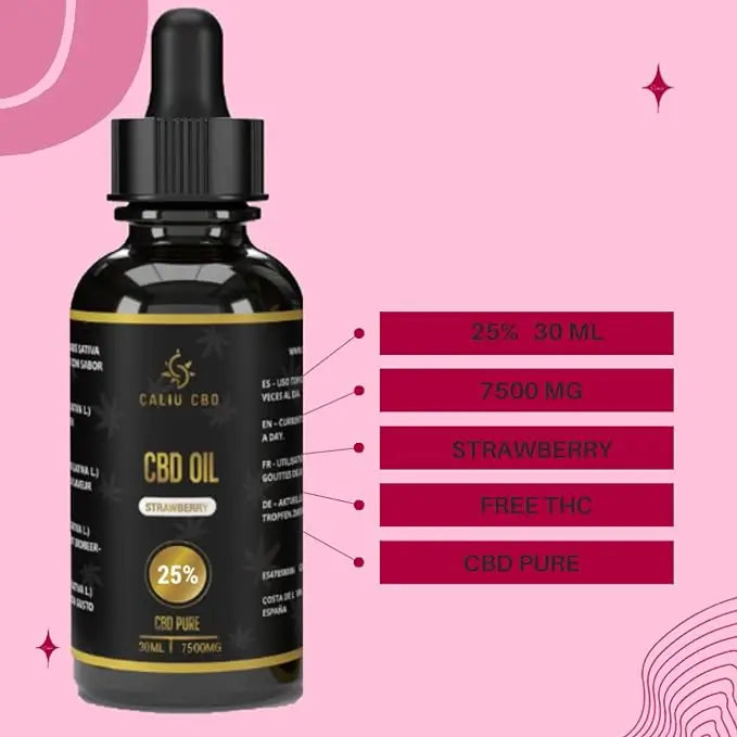 Caliu Pure Cbd Oil 25% 7500Mg Strawberry Cbd 0% Thc, 30 ml